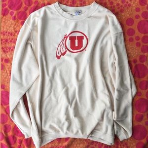 Beige University of Utah Ribbed Sweatshirt